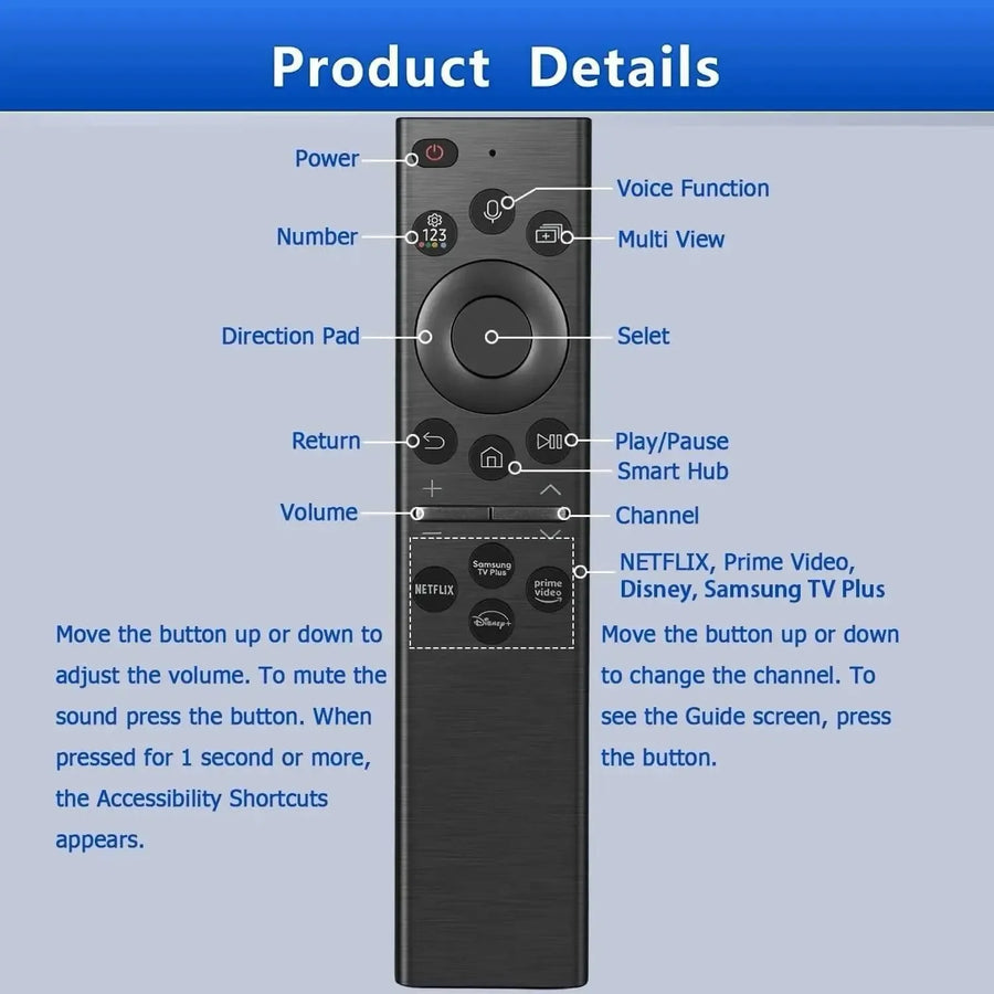 Voice Remote Control Compatible with Samsung Smart LED TV BN59-01385A for Samsung Smart 4K NEO QLED OLED TV- Symphora