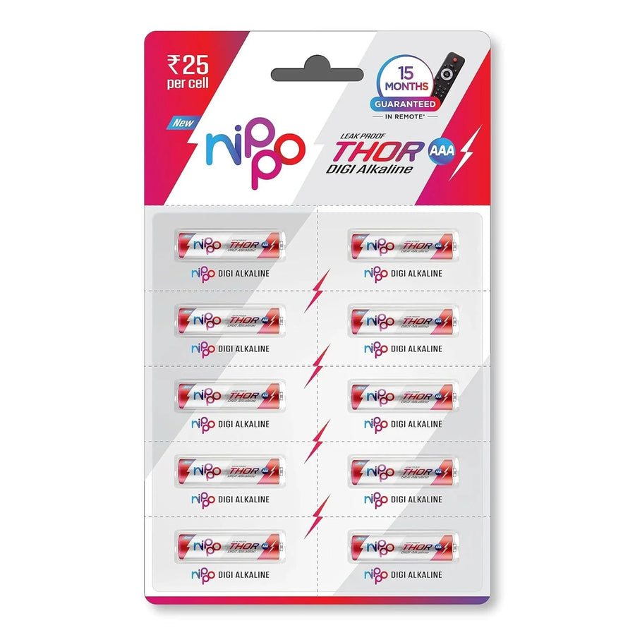 Nippo Thor Leakproof Alkaline AAA Batteries | Guaranteed 15 Months in Remote