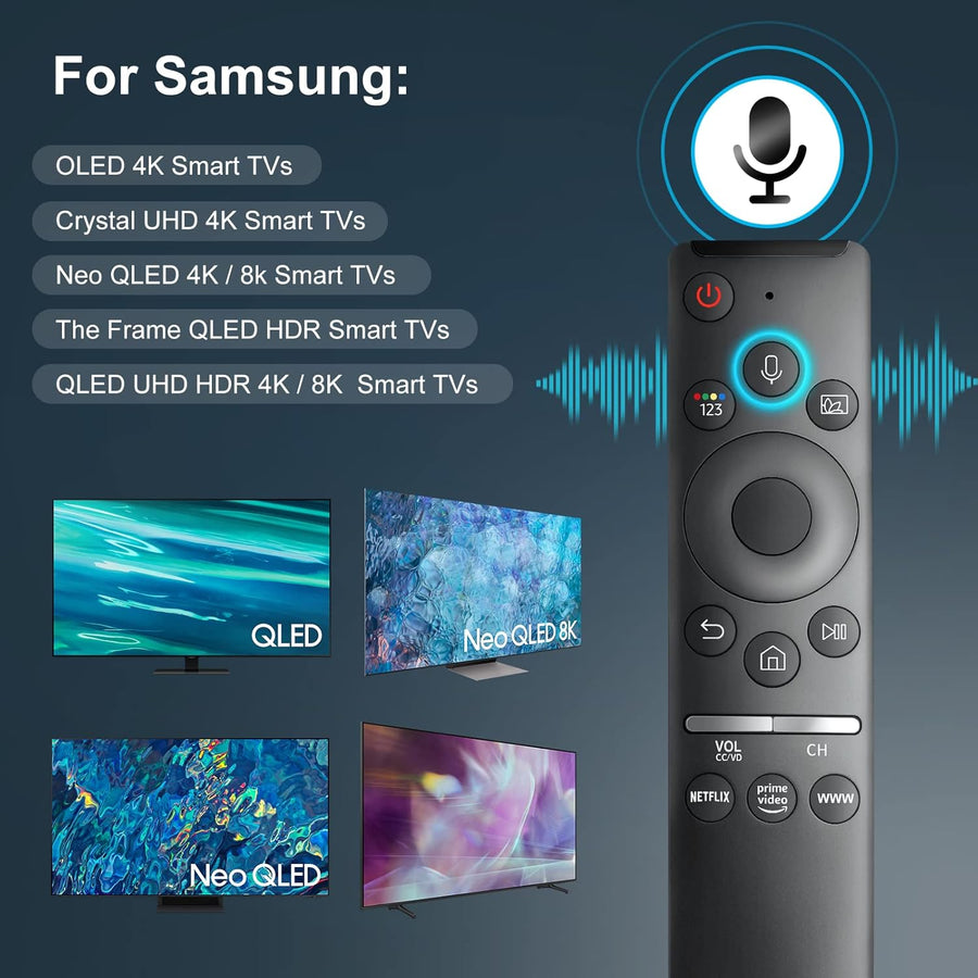 Symphora Voice Remote Compatible for Samsung Smart TV QLED UHD Frame Curved Solar 4K 8K Q60 Q70 Q80 Q90 8 Series 9 Series TU8000 AU8000 Voice Remote Control