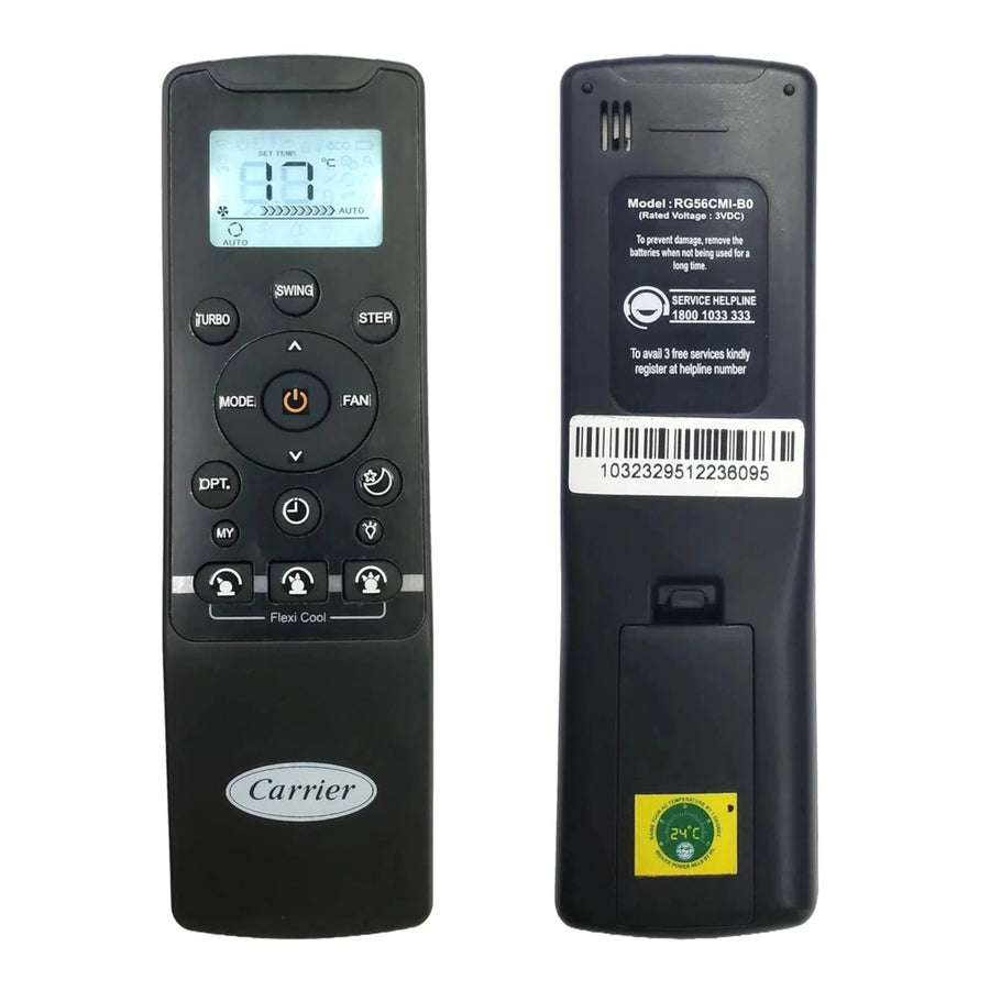 Carrier ac remote RG56CMI-B0 / RG56CMI-B1 / RG56CMI-B2 - Symphora