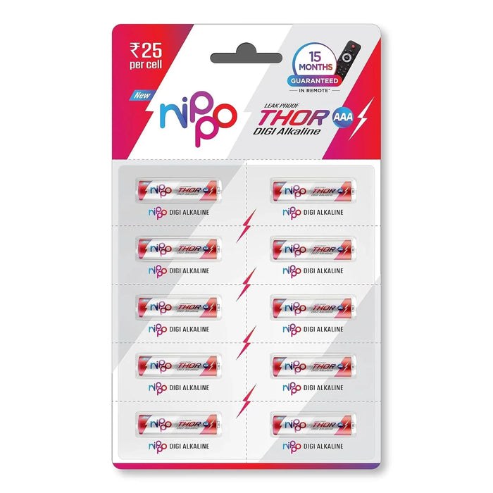 Nippo Thor Leakproof Alkaline AAA Batteries | Guaranteed 15 Months in Remote